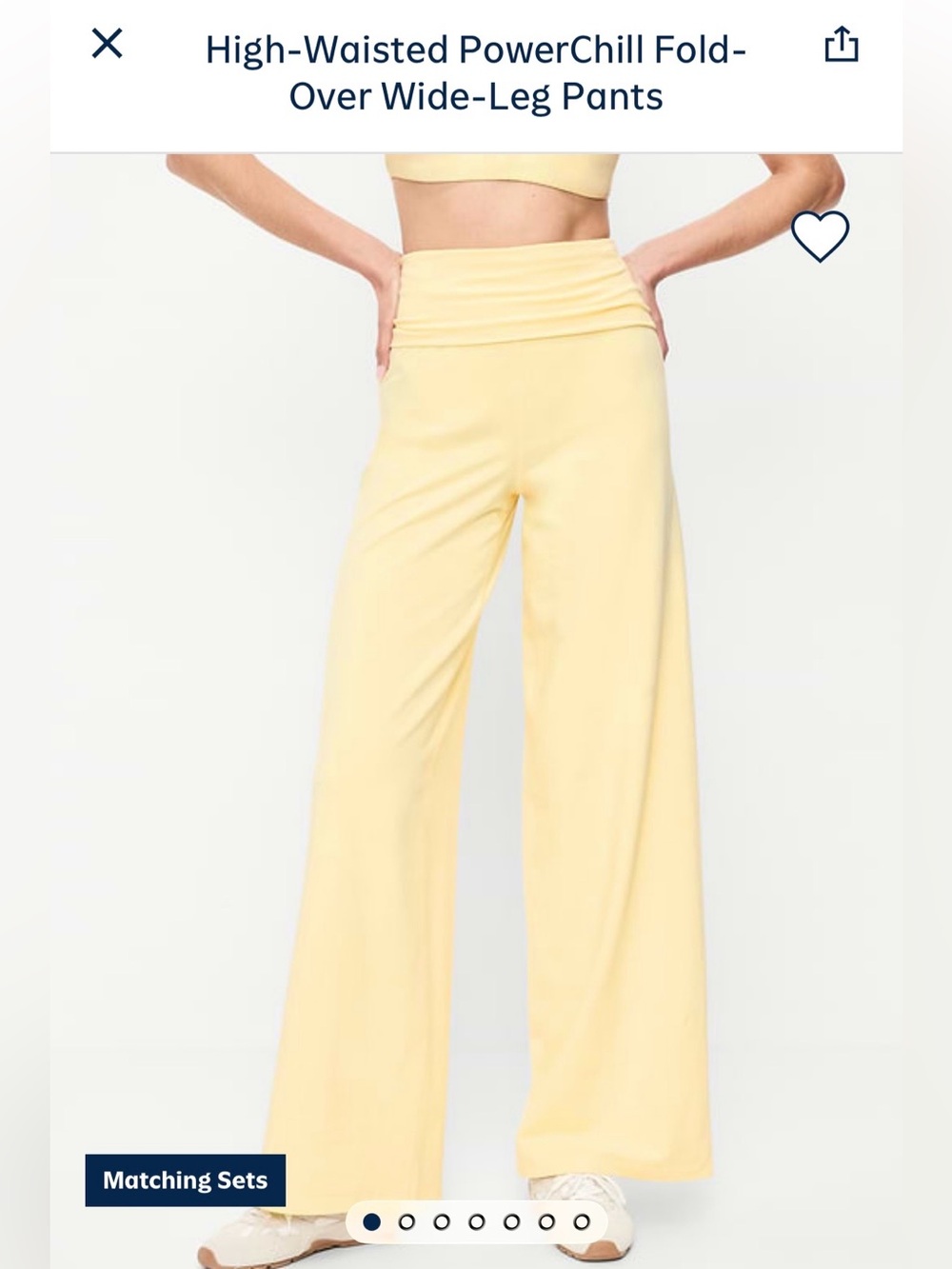Old Navy Pale Yellow Wide-Leg Fold-Over Waist Pants